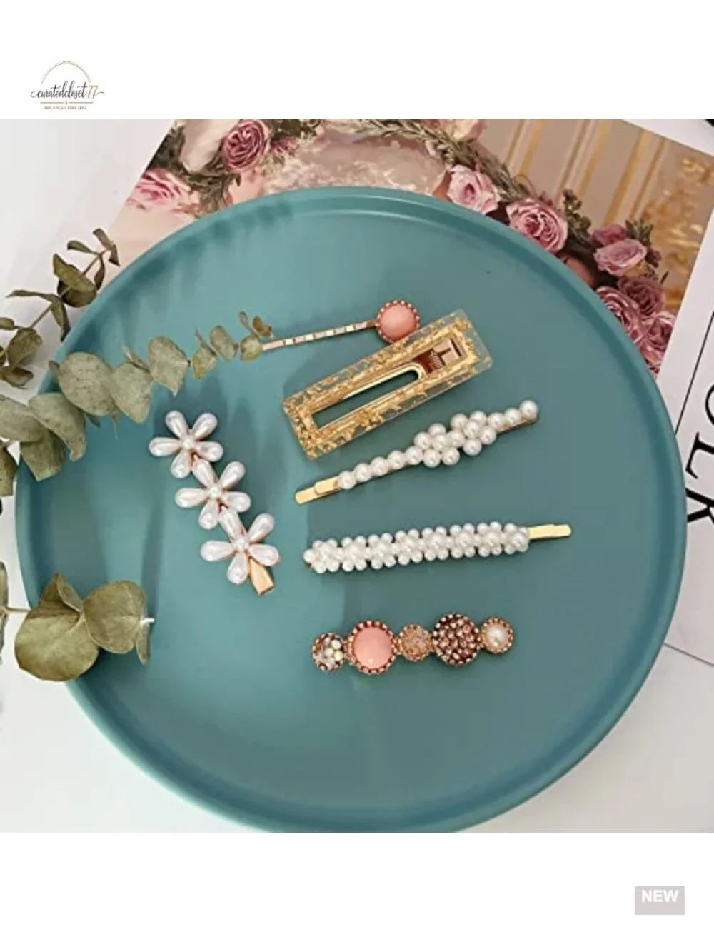 20 Pcs Pearl Acrylic Resin Hair Clips Set, Decorative Barrettes & Pins